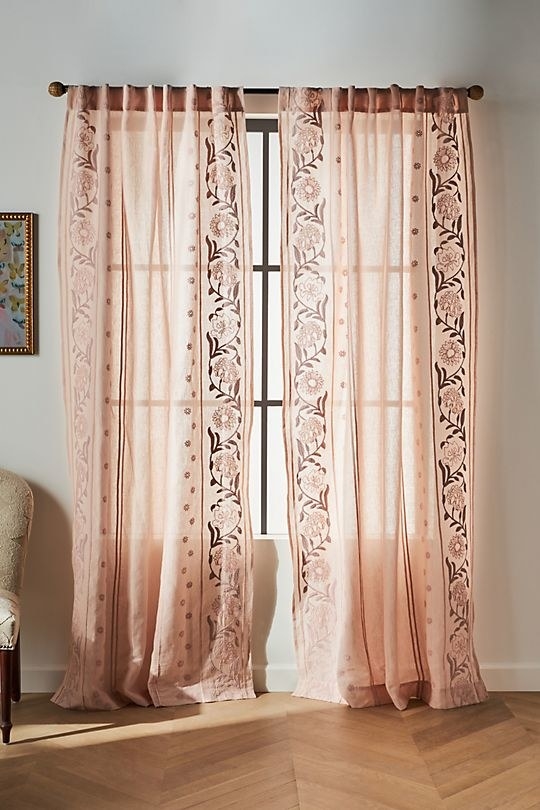 The curtains in pink
