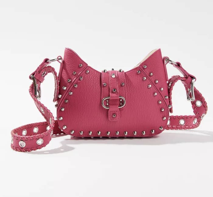 studded crossbody bag in pink