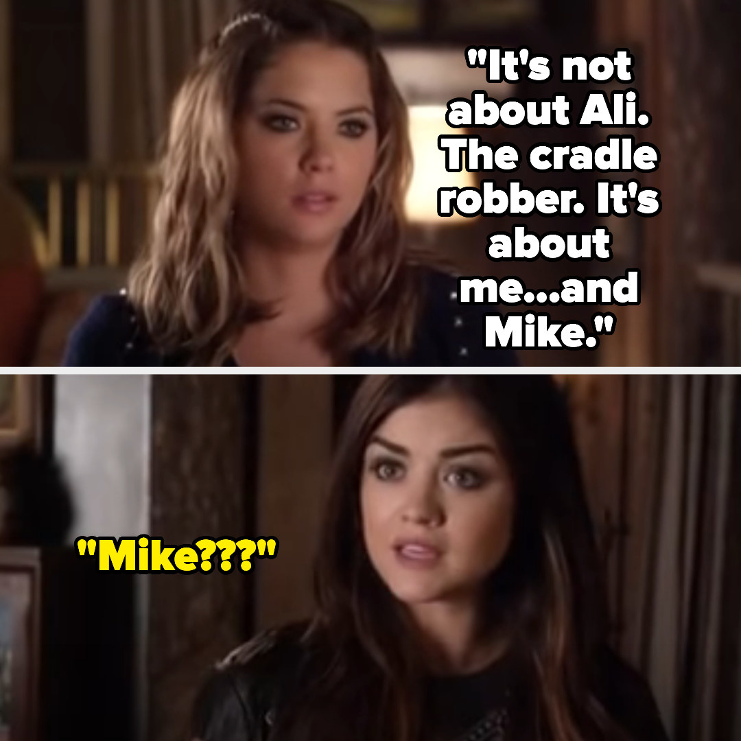 Characters talking about the relationship between Hanna and Mike