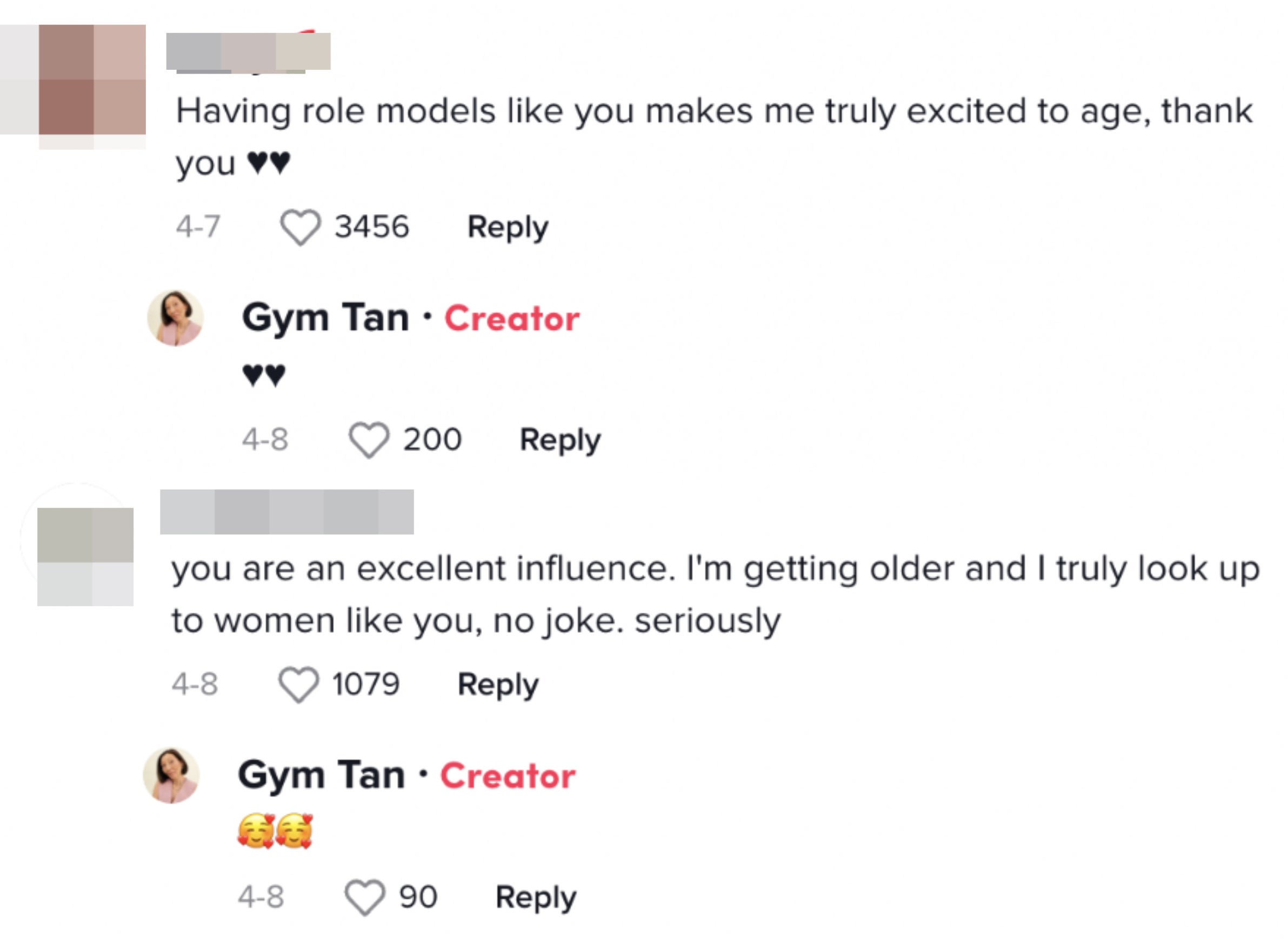 Women thanking Gym Tan for the positive aging content