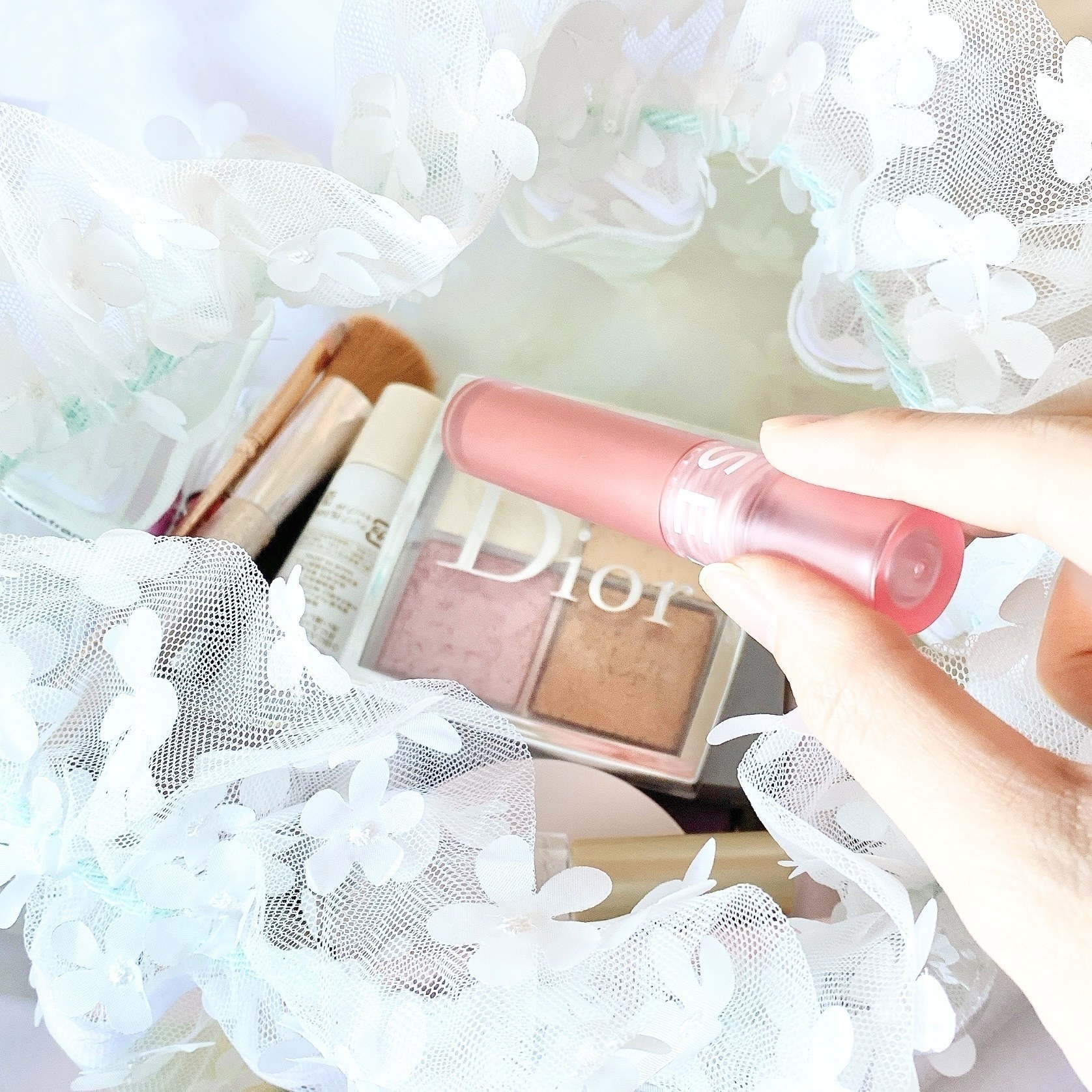 Francfranc（フランフラン）のオススメのポーチ「チュール 巾着ポーチ ミント」