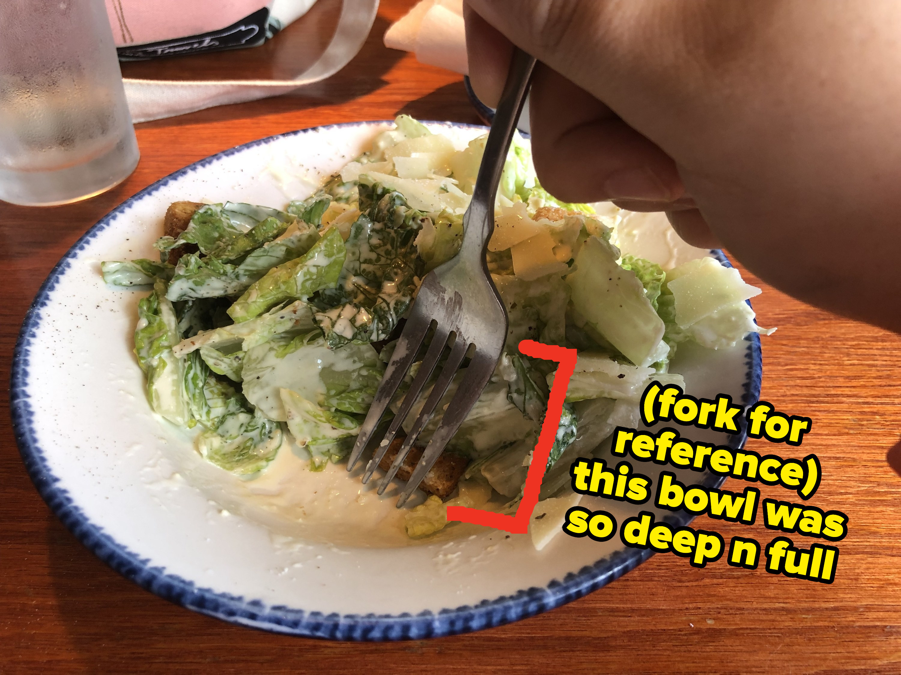 photo of salad that says &quot;this bowl was so deep and full&quot;