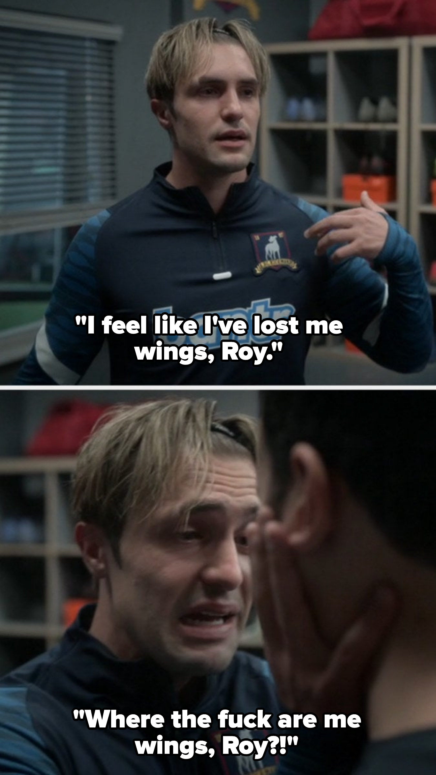 Jamie crying in front of Roy