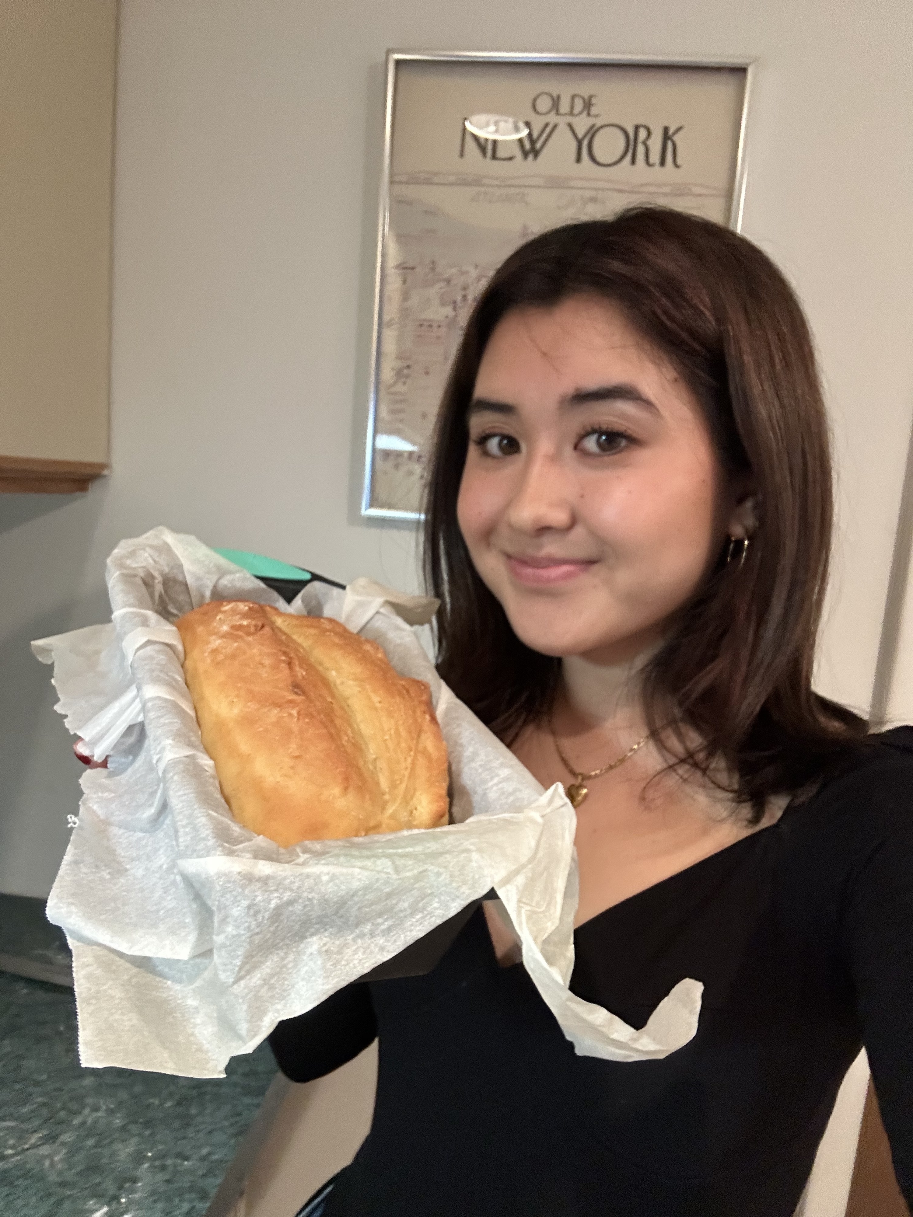 the author with the bread