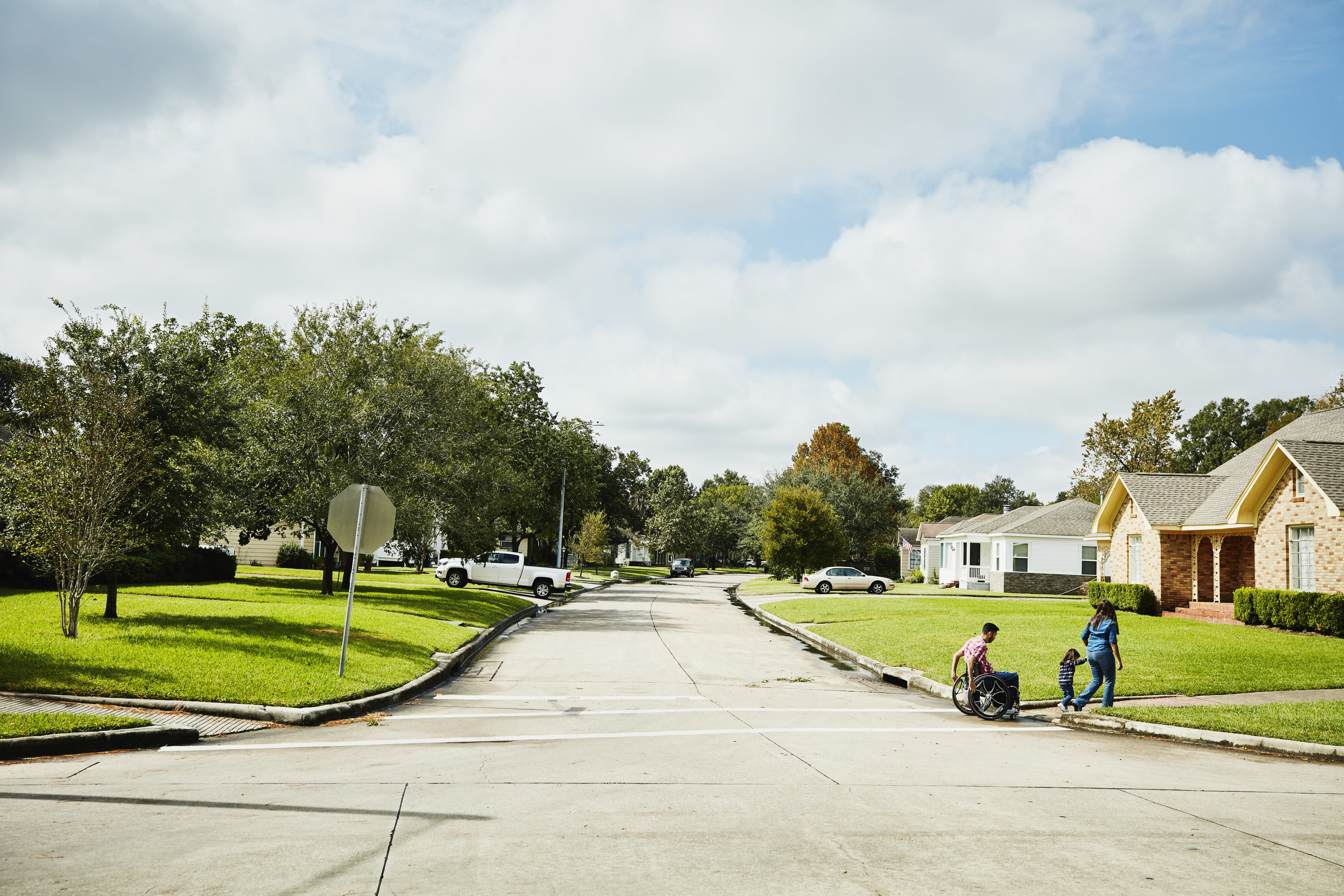 suburban street with houses