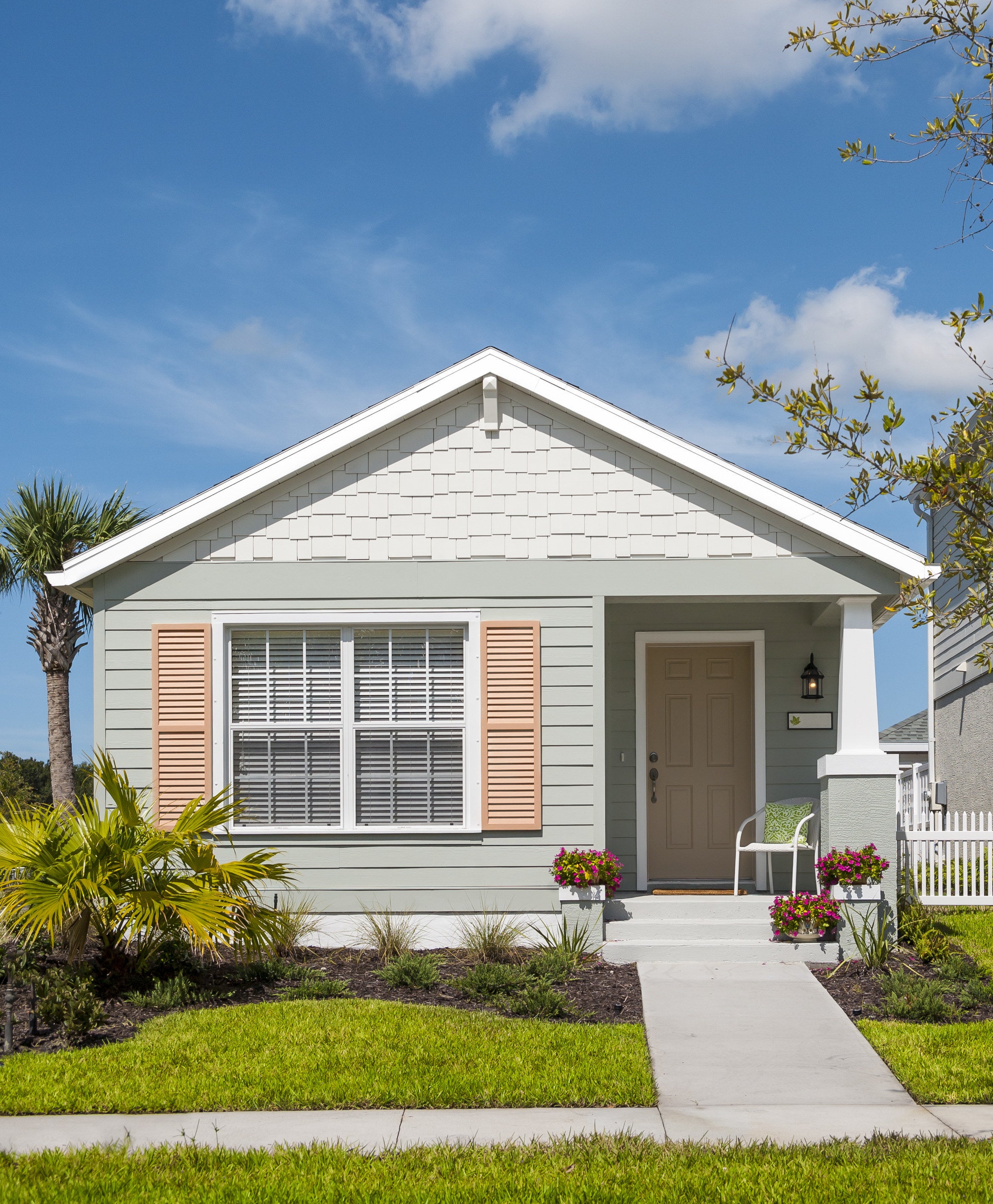 small bungalow set back from the street