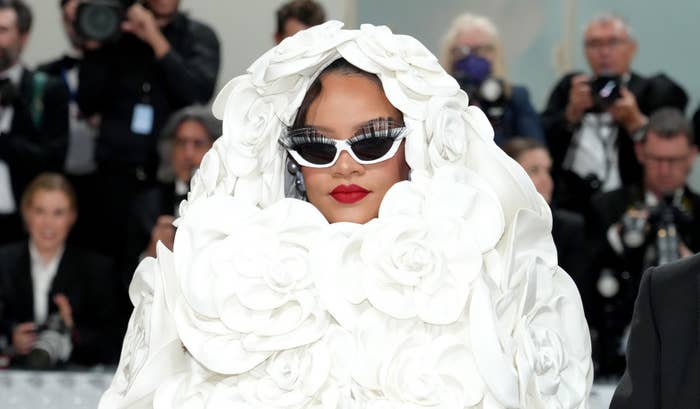 Rihanna attends the 2023 Met Gala Celebrating &quot;Karl Lagerfeld: A Line Of Beauty&quot; at Metropolitan Museum of Art