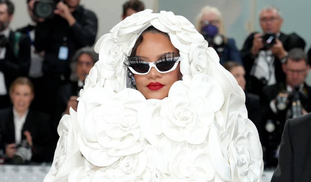 Rihanna attends the 2023 Met Gala Celebrating "Karl Lagerfeld: A Line Of Beauty" at Metropolitan Museum of Art