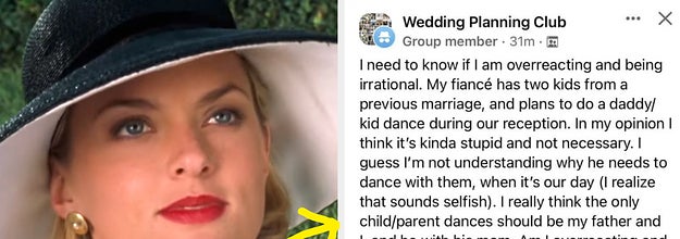 meredith from parent trap captioned "I don't want my husband dancing with his kids at the wedding" with a post basically saying that