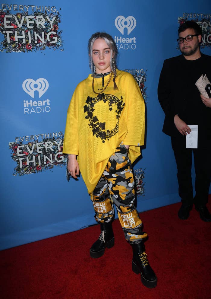 billie in a baggy outfit on the red carpet