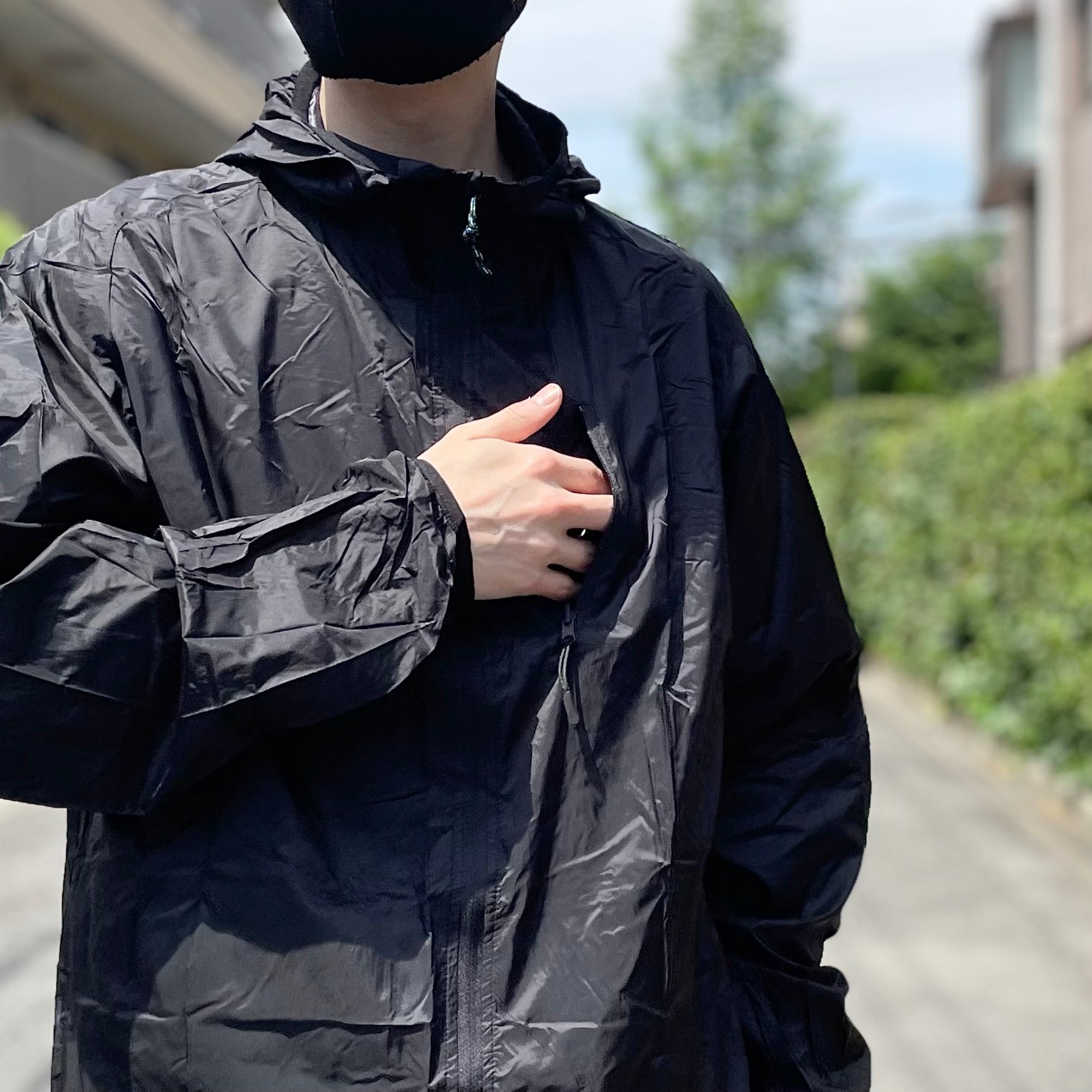 男女兼用 ファミマ はっ水パーカー Rain Hoodie 黒 Lサイズ - 小物