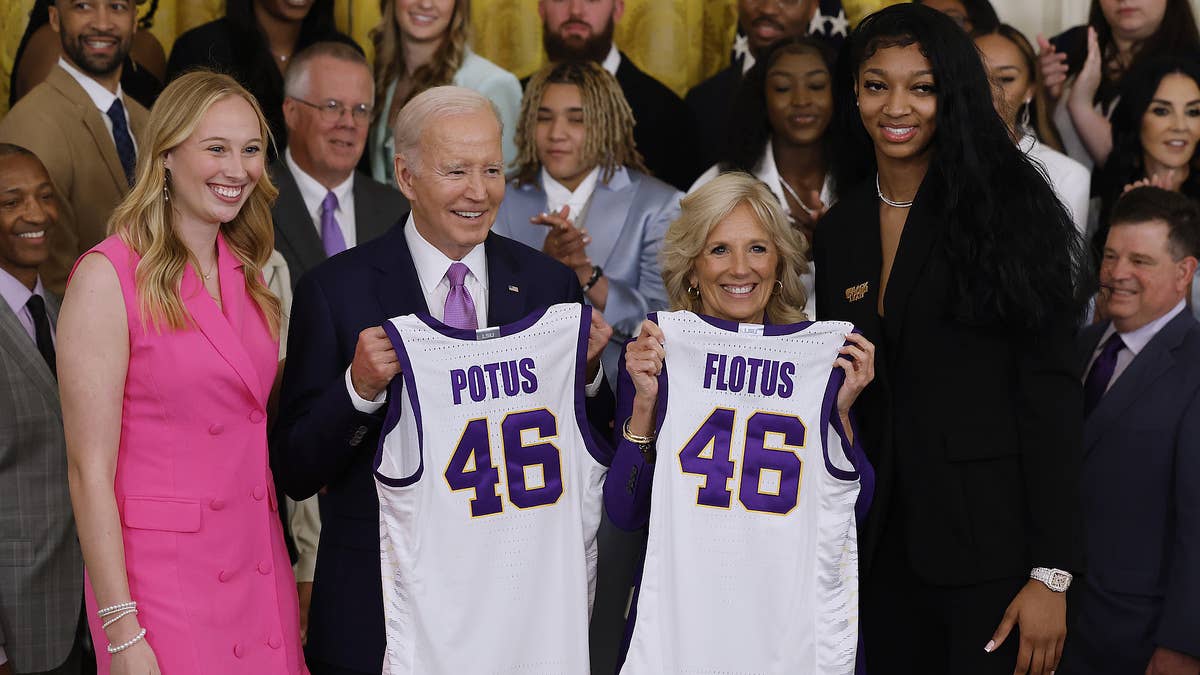 Smith passed out while President Biden celebrated LSU women's basketball's national championship.