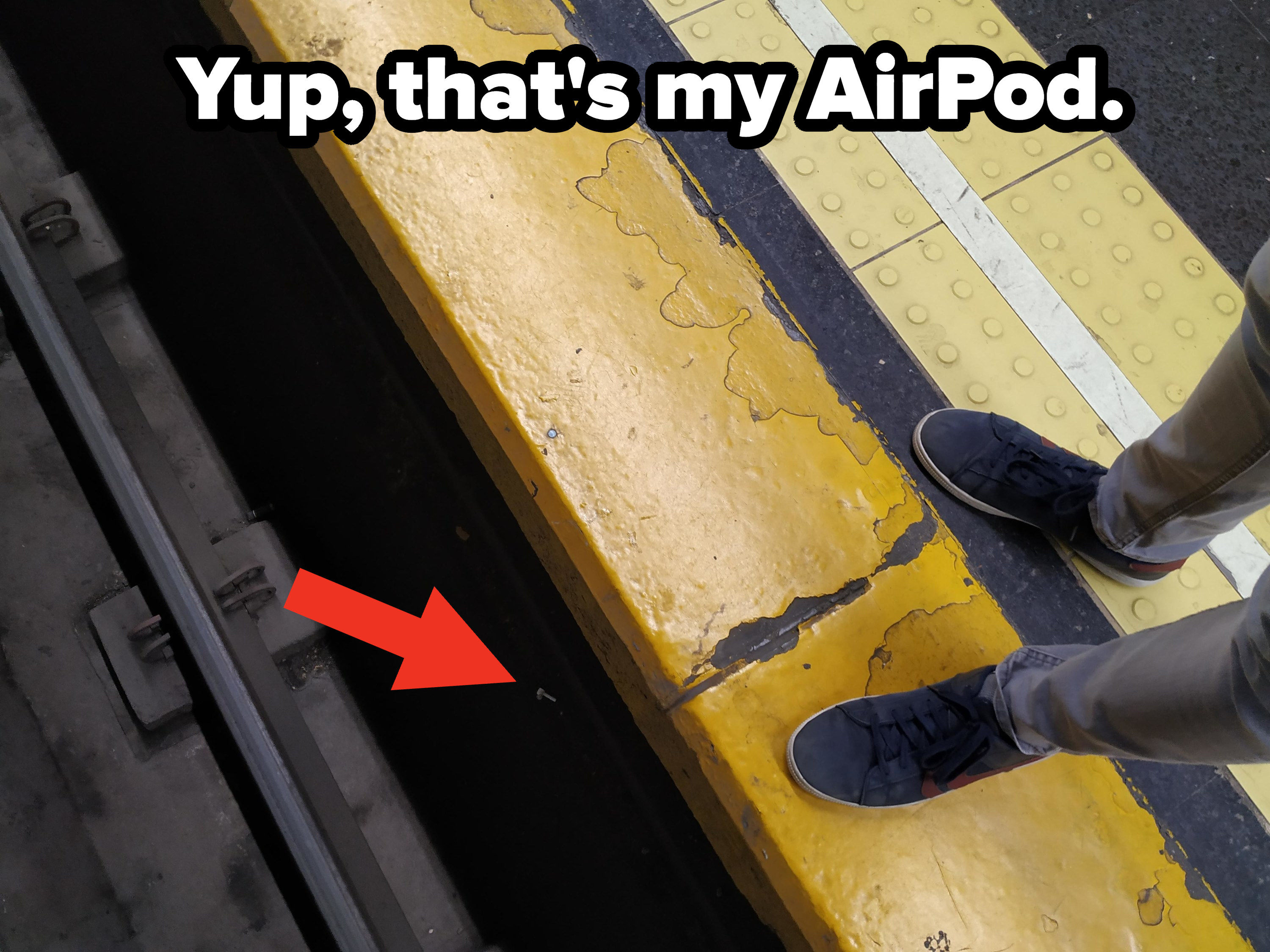 An AirPod that fell on to the subway tracks