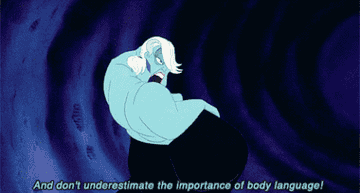 Animated Ursula with caption &quot;And don't underestimate the importance of body language!&quot;