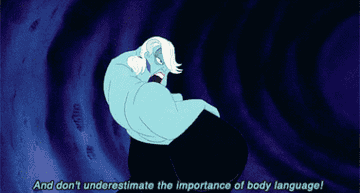 Animated Ursula with caption &quot;And don&#x27;t underestimate the importance of body language!&quot;