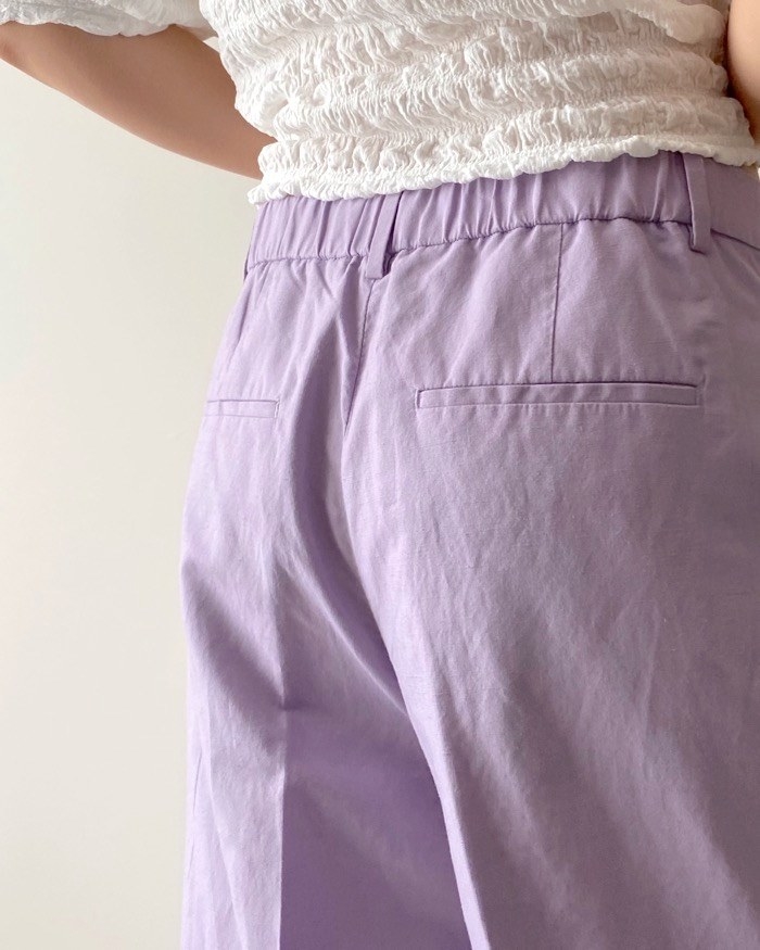 ユニクロのオススメのファッション「リネンブレンドタックワイドパンツ（丈標準67～69cm）セットアップ可能」