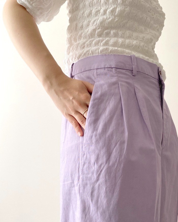 ユニクロのオススメのファッション「リネンブレンドタックワイドパンツ（丈標準67～69cm）セットアップ可能」