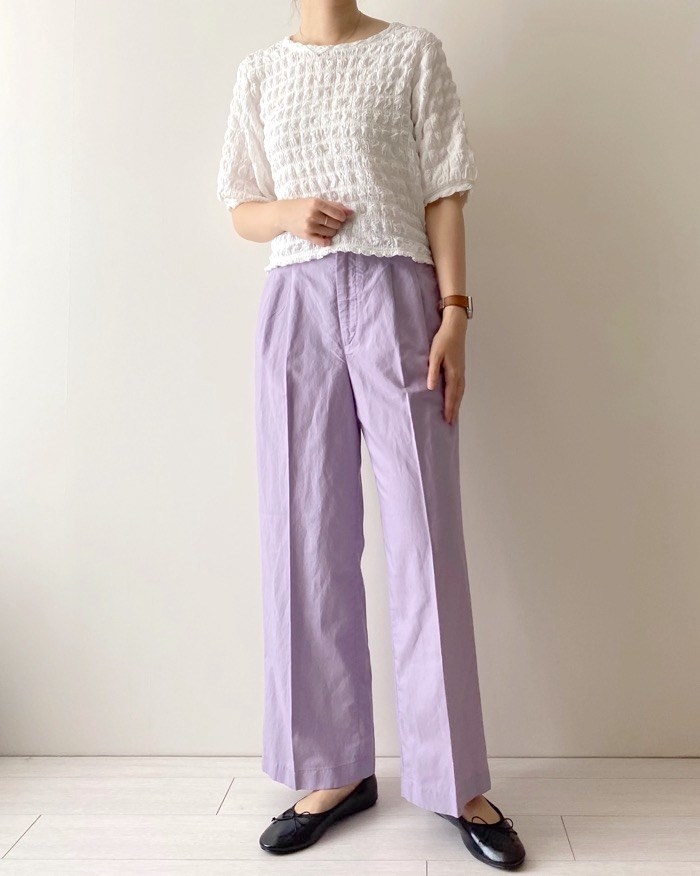 ユニクロのオススメのファッション「リネンブレンドタックワイドパンツ（丈標準67～69cm）セットアップ可能」
