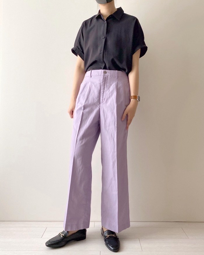 ユニクロのオススメのファッション「リネンブレンドタックワイドパンツ（丈標準67～69cm）セットアップ可能」