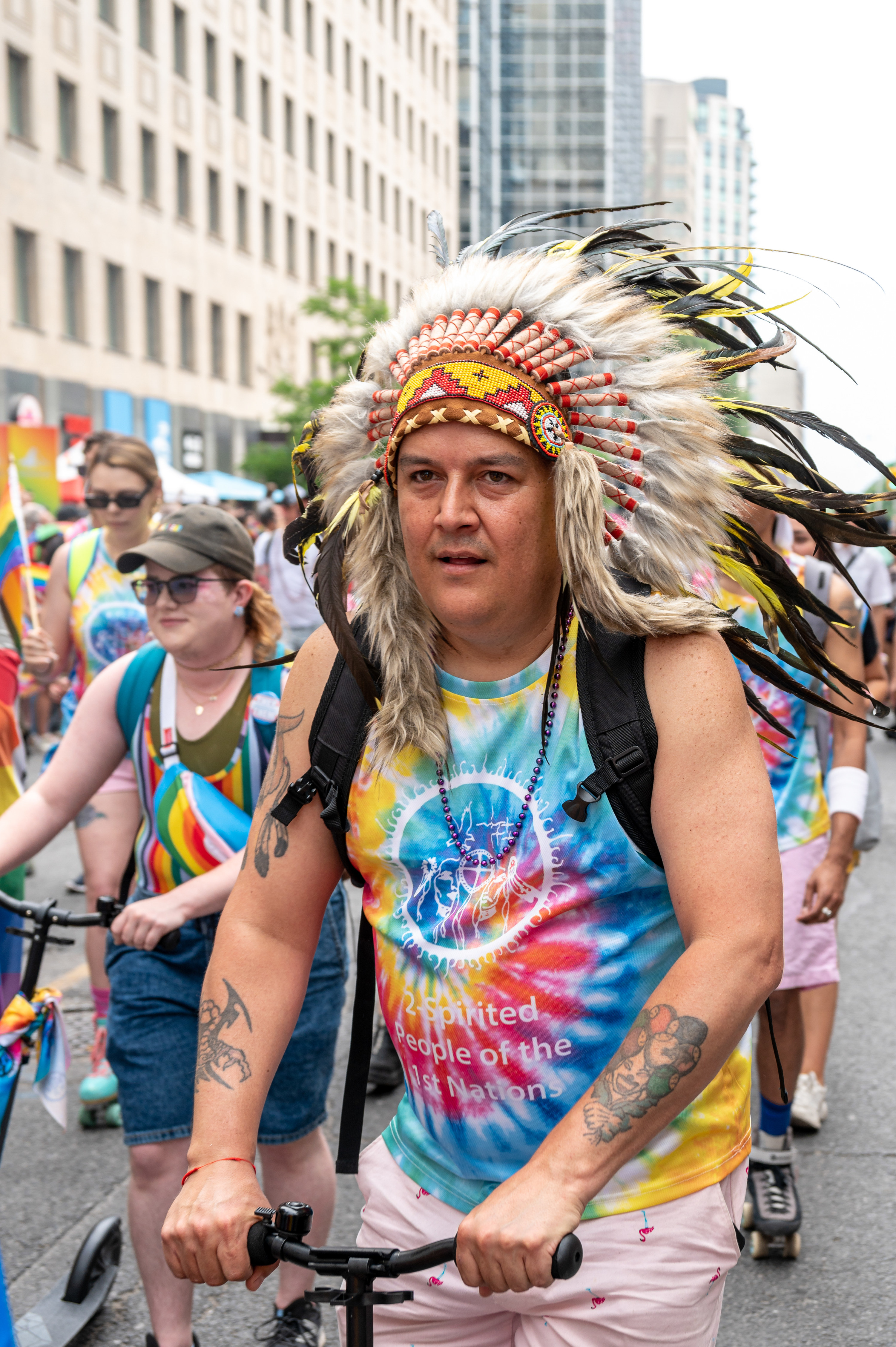 A group of two spirit people march at Toronto Pride