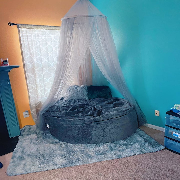 Reviewer image of the gray beanbag chair