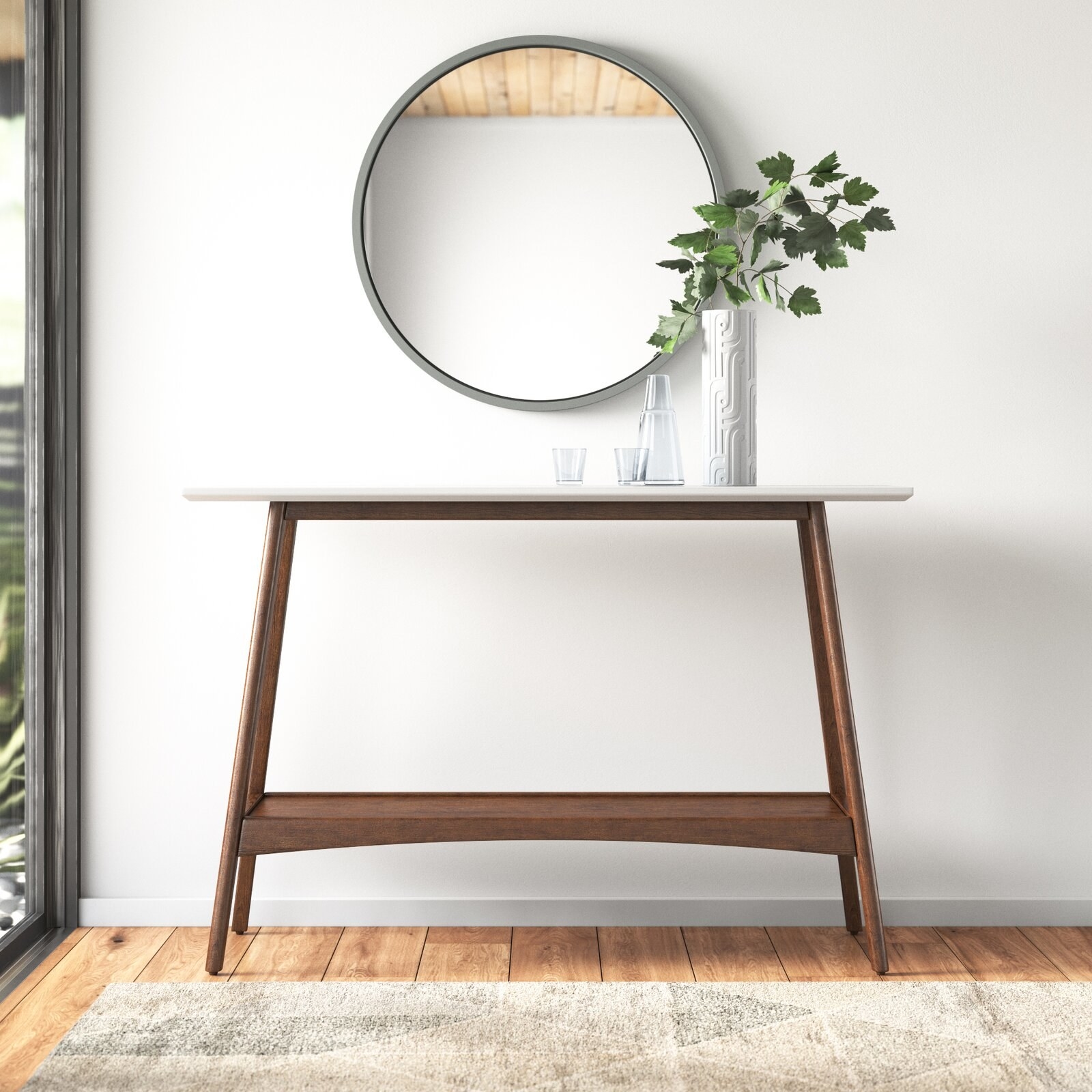 The console table styled with decor
