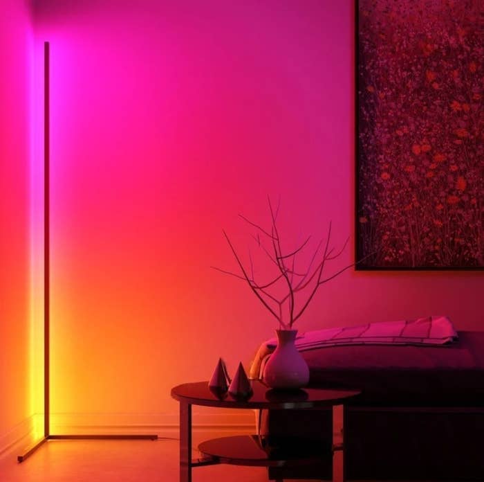 The color changing corner lamp with the pink and orange gradient light
