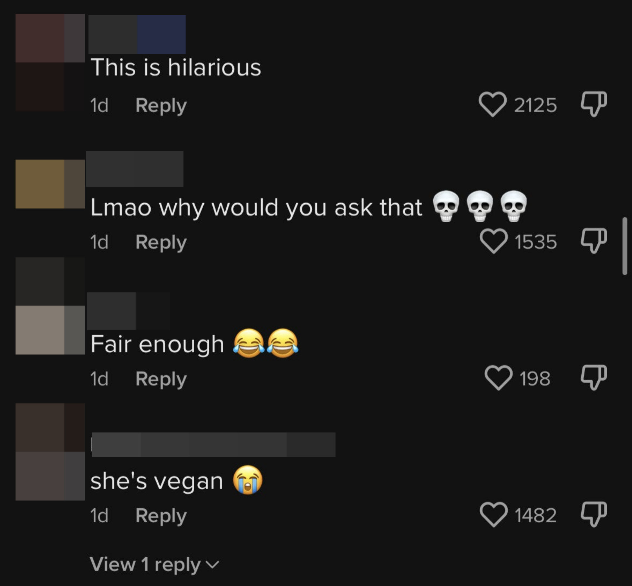 Screenshot of TikTok comments