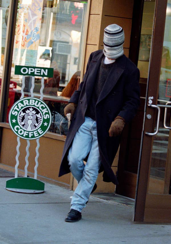 Brad Pitt leaving Starbucks