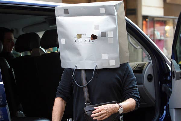 Dustin Hoffman with a bag over his head