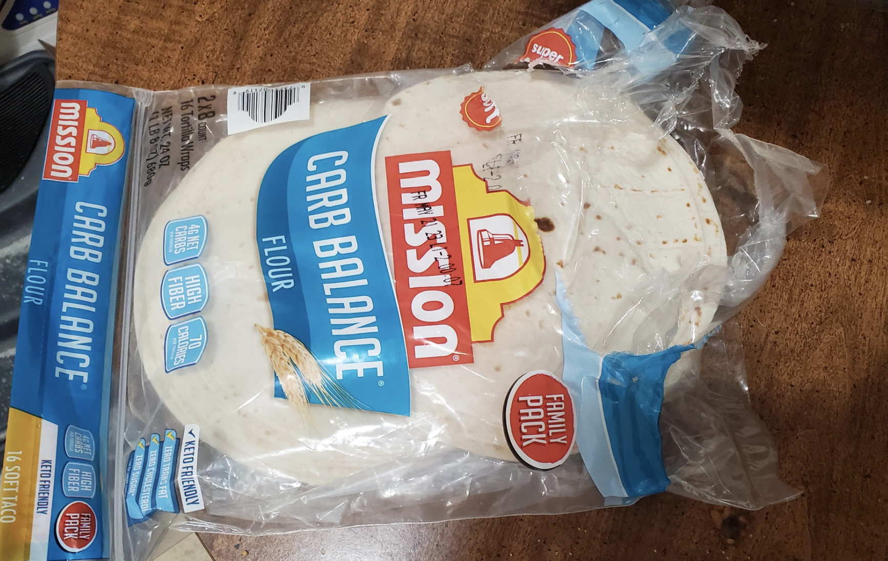 A tortilla package ripped open incorrectly