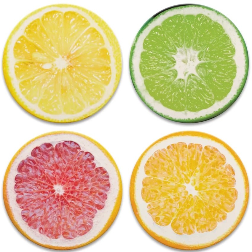 The four citrus coasters - lemon, lime, grapefruit and orange