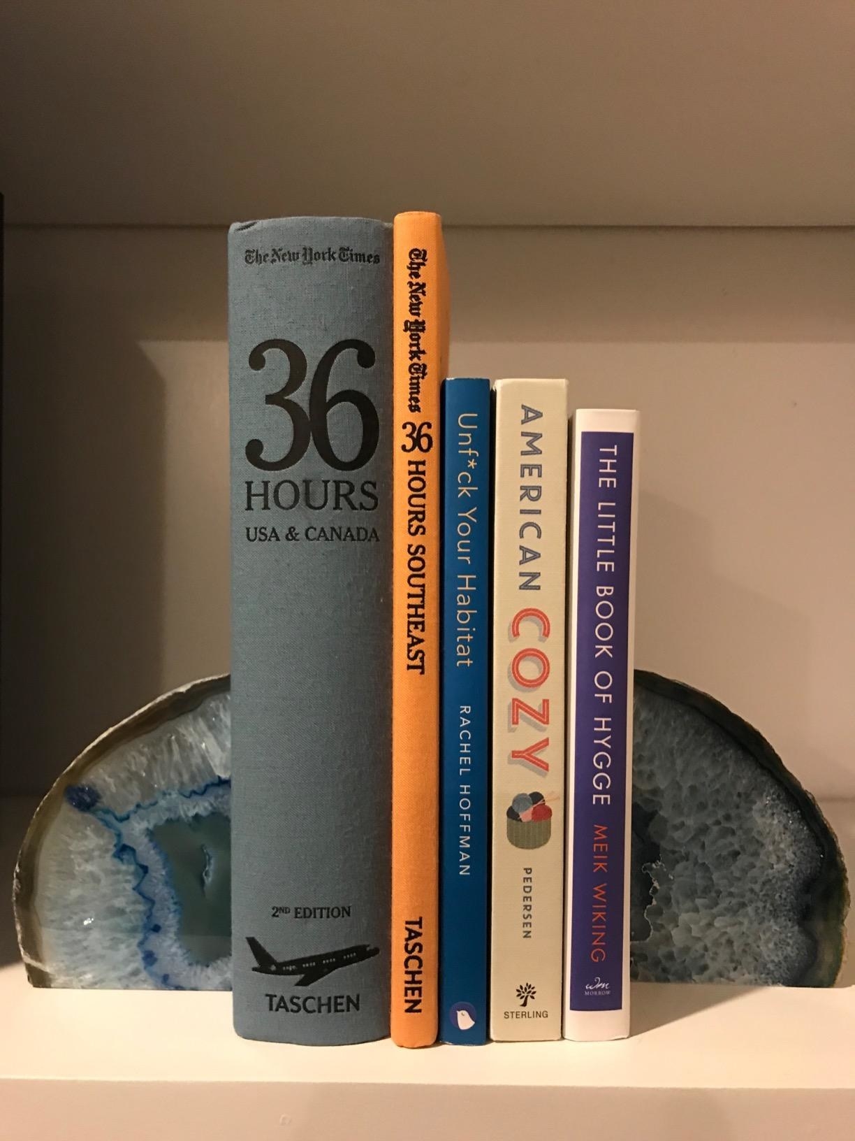 Reviewer image of two book ends with books in the middle