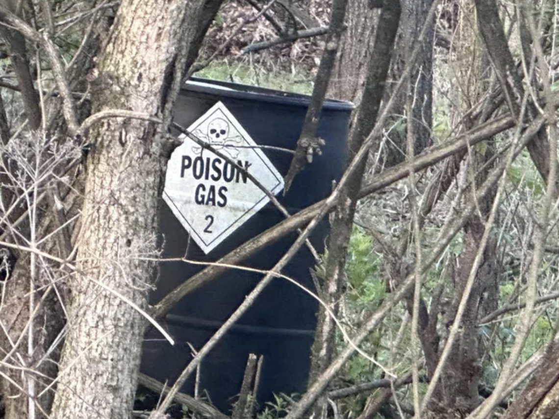 large bin of poison gas