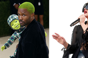 frank ocean and rosalia are pictured at separate events