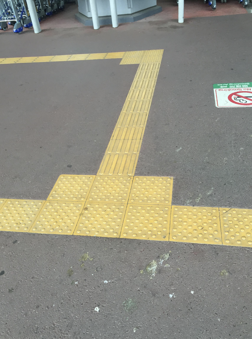 A sidewalk path for blind people