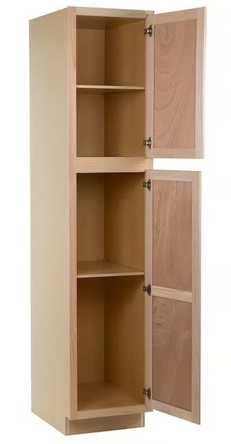 a tall and narrow wooden cabinet with four shelves
