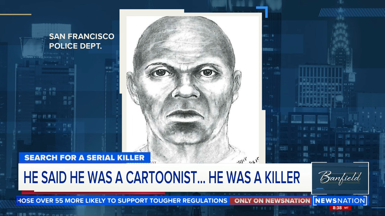 Police sketch of the possible killer, a bald man