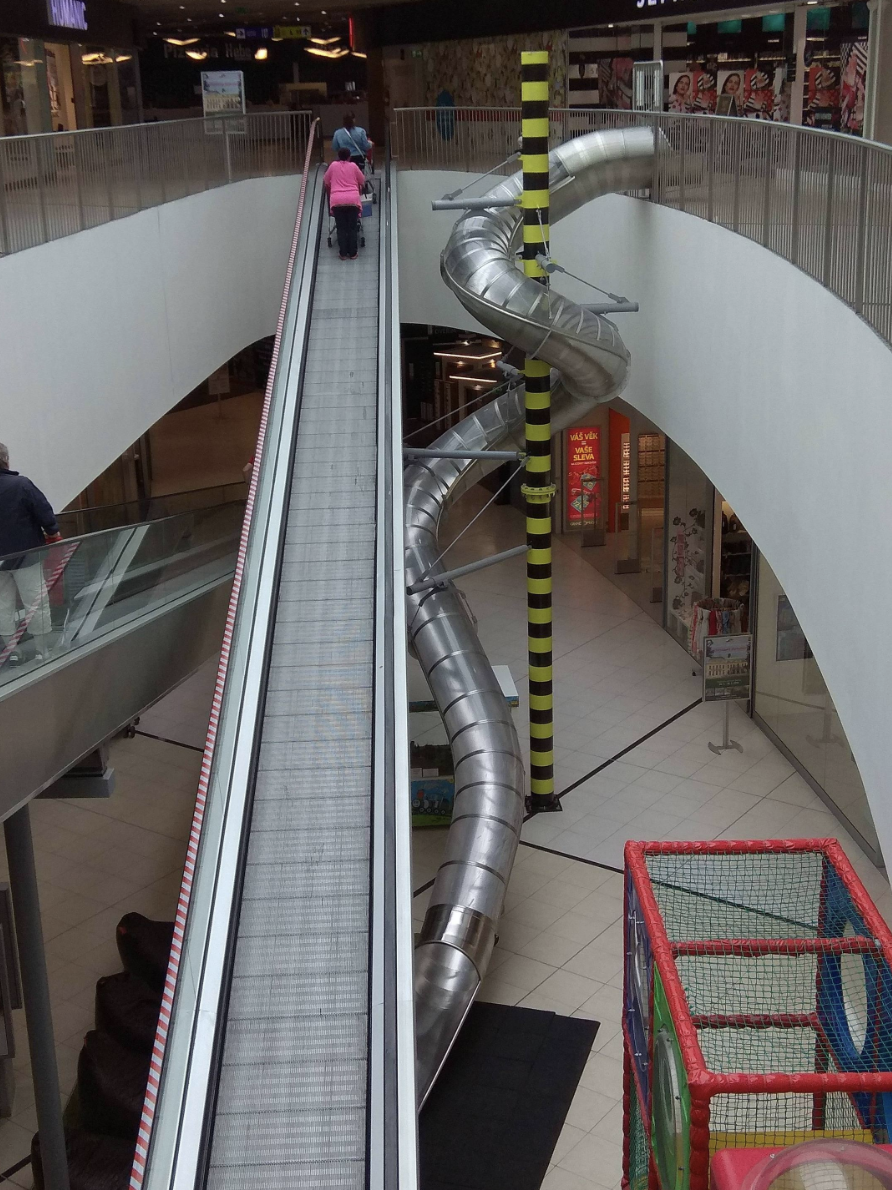A slide in the mall in Prague
