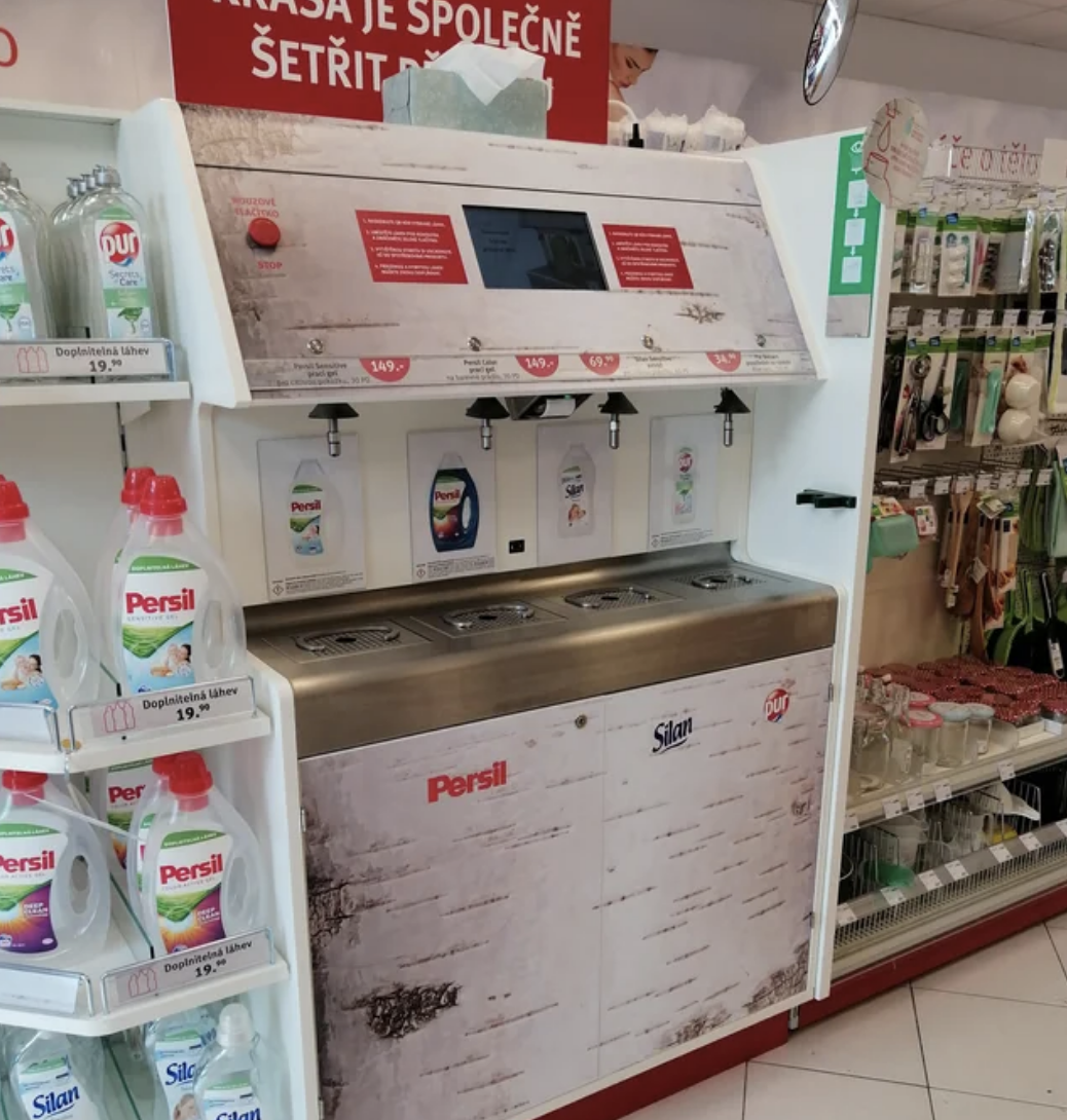 A detergent refilling station