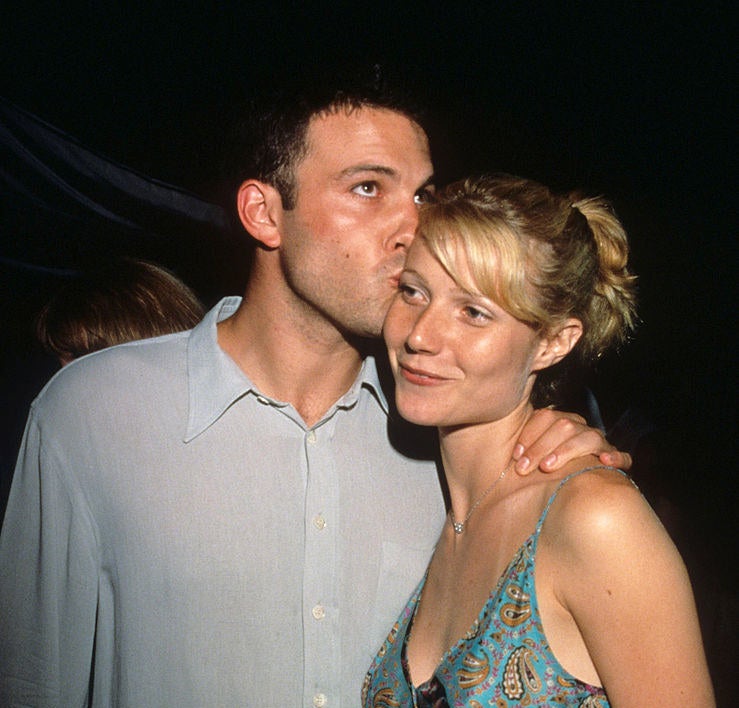 Closeup of Ben Affleck kissing Gwyneth Paltrow on the cheek