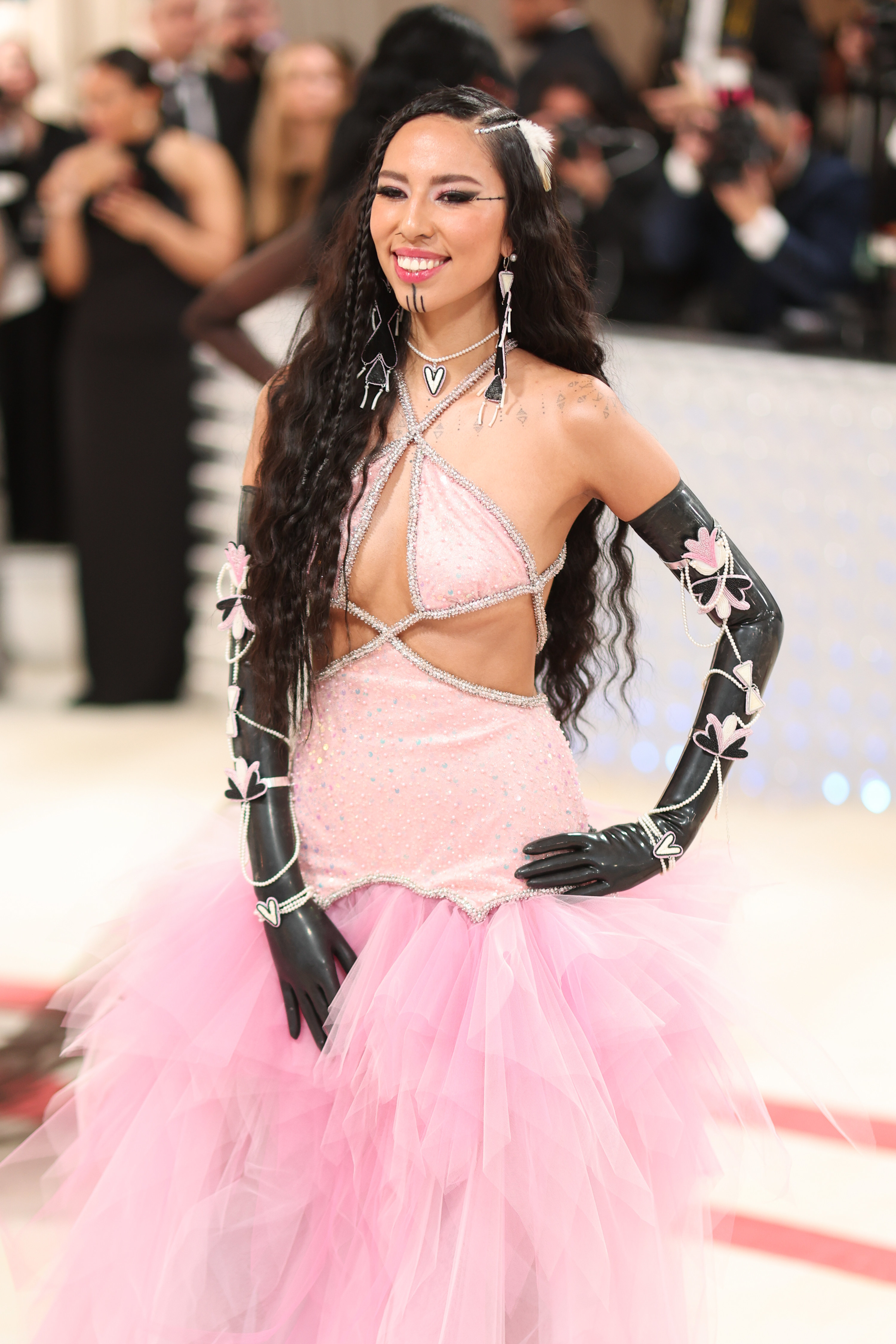 Quannah Chasinghorse at the 2023 Met Gala: Karl Lagerfeld: A Line of Beauty held at the Metropolitan Museum of Art