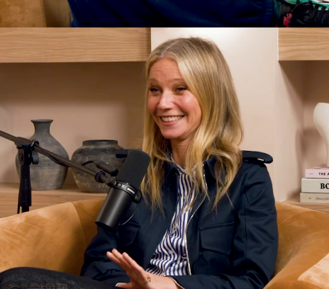 Closeup of Gwyneth Paltrow smiling during the interview