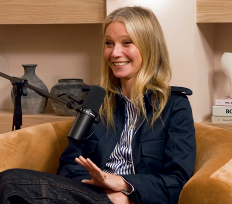 Closeup of Gwyneth Paltrow smiling during the interview