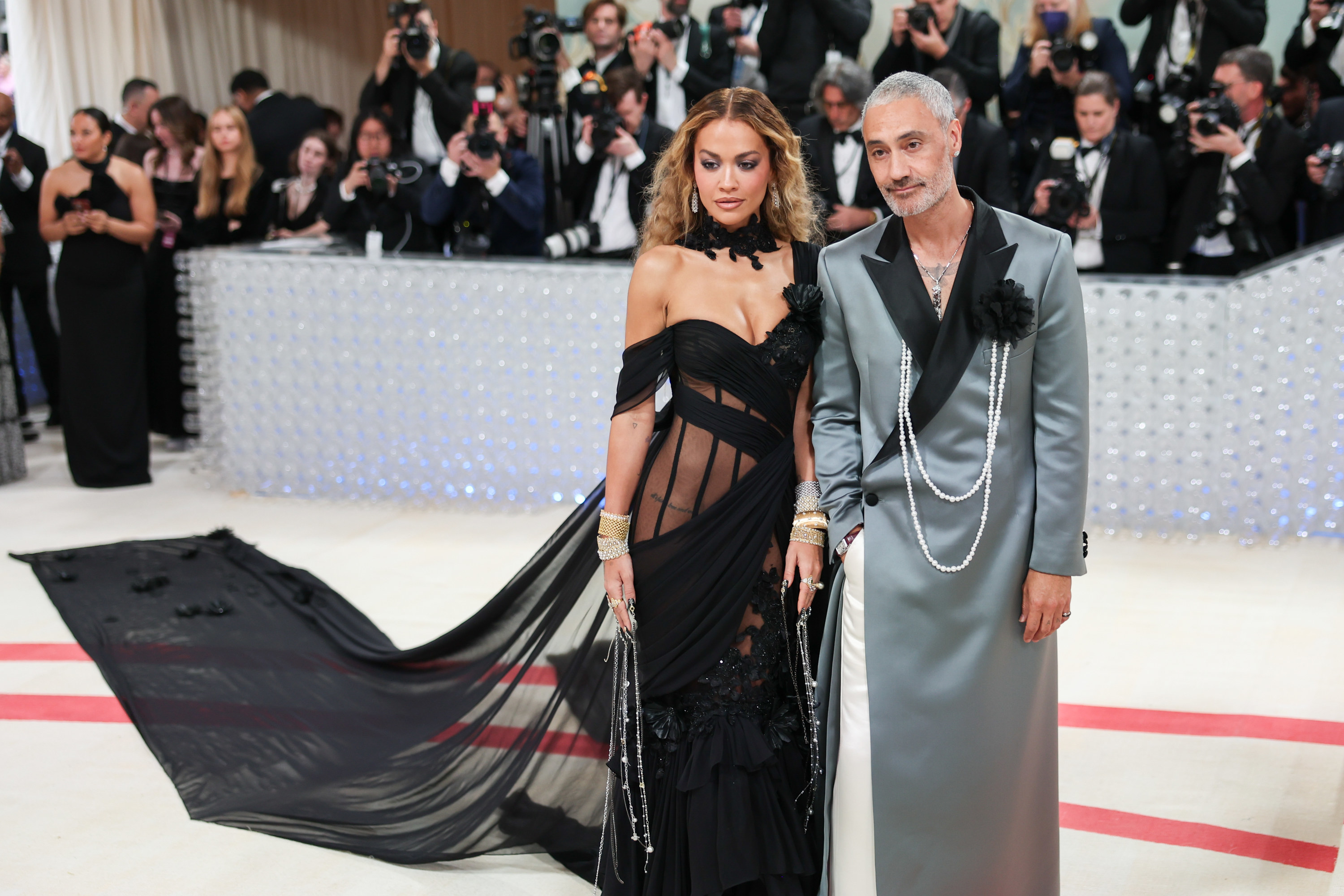 Rita Ora and Taika Waititi at the 2023 Met Gala: Karl Lagerfeld: A Line of Beauty held at the Metropolitan Museum of Art