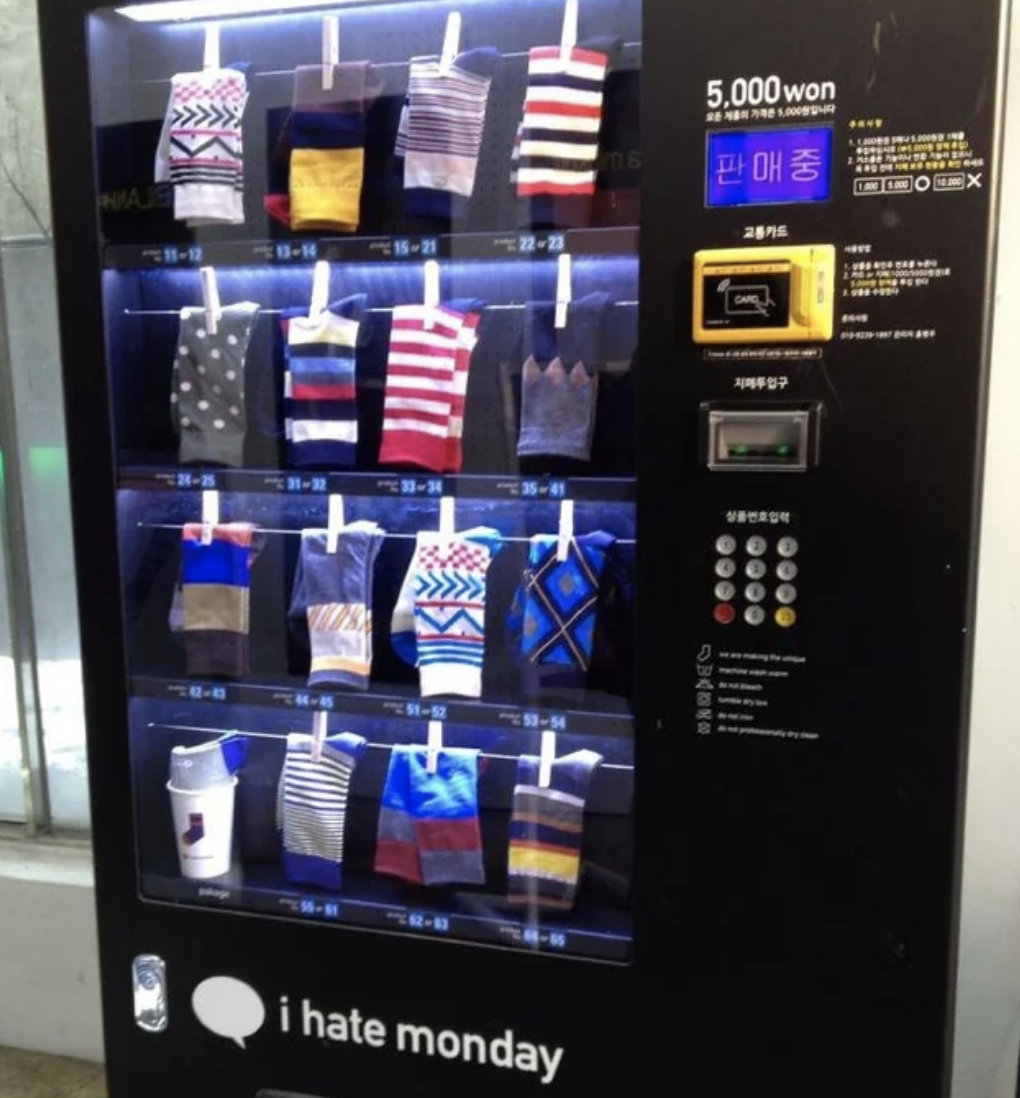 Socks in a vending machine