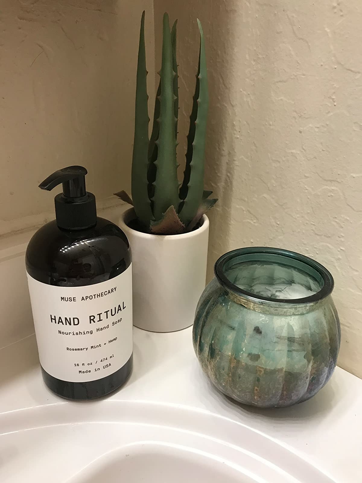 Reviewer image of the soap on their vanity