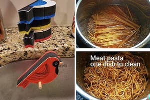 ird sponges and meat pasta made in instant pot so there's only one dish to clean