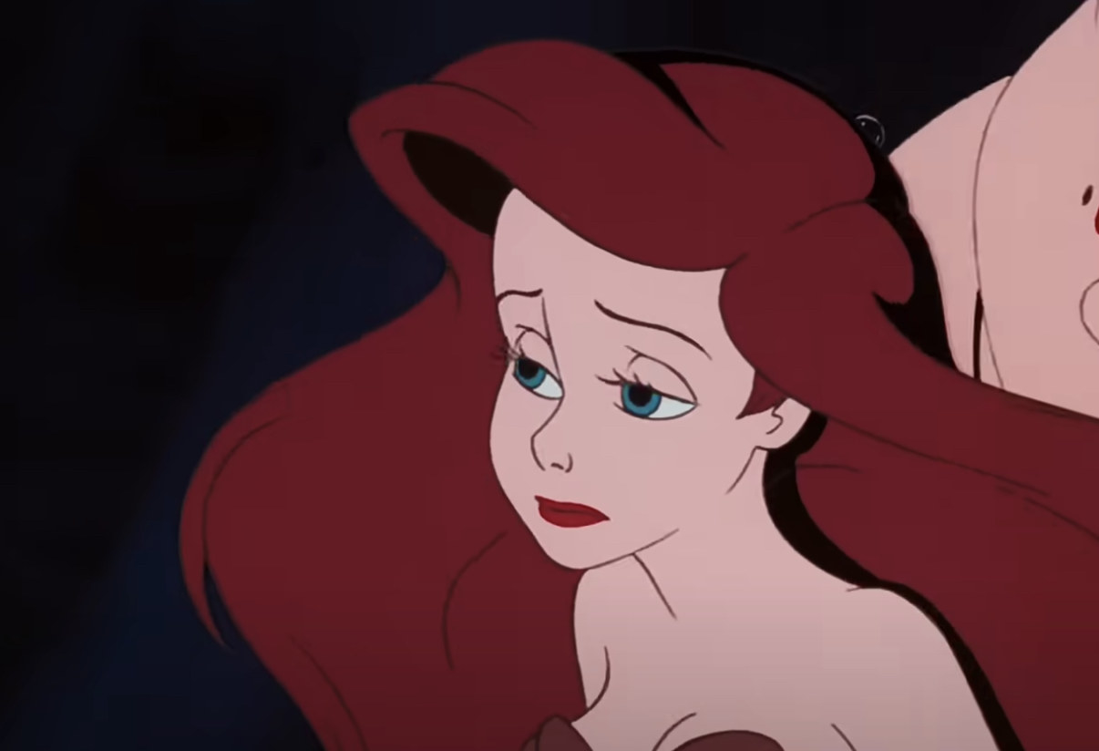 Ariel looking somber