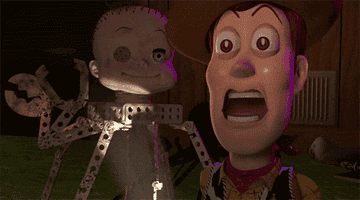 Woody from Toy Story grimacing